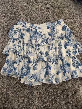 Olivaceous Blue and White Floral Skirt